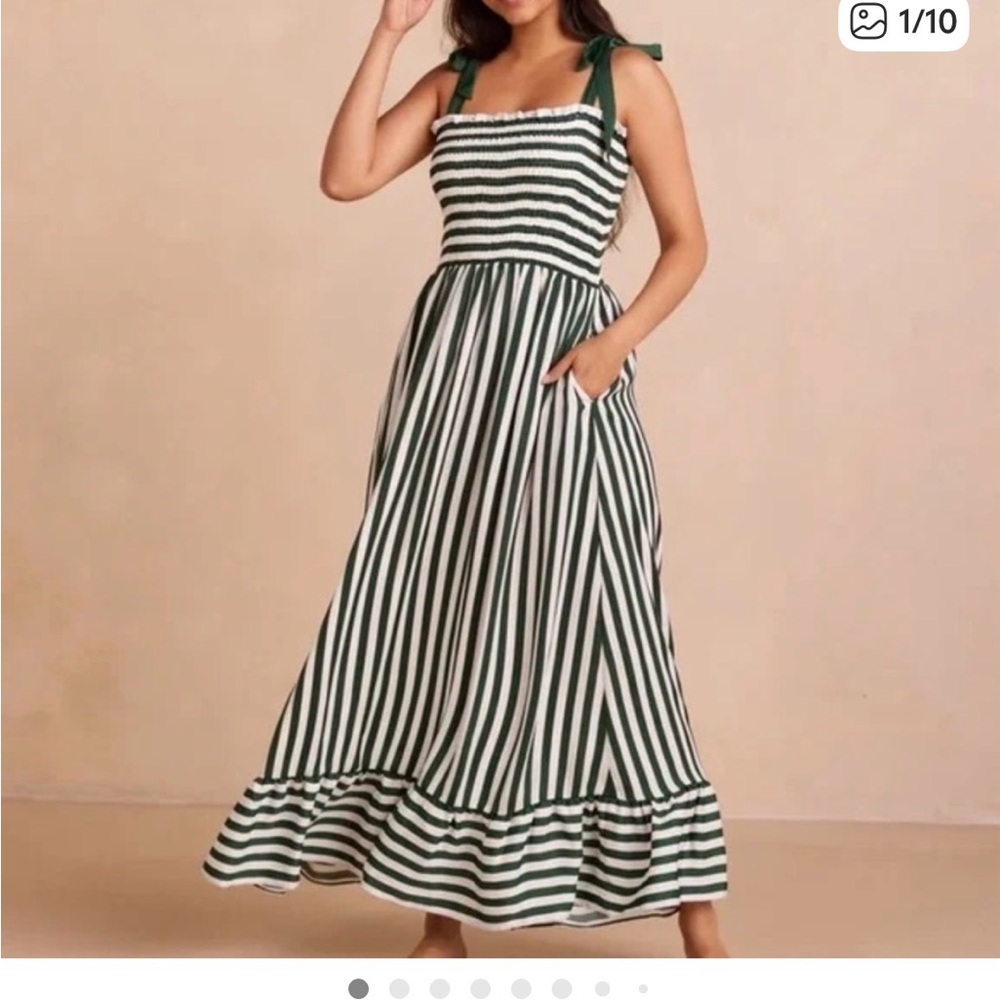 Summersalt Forest Green and White Maxi Dress